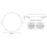 Downlight panel LED Redondo SIN MARCO 225mm 36W, corte Ajustable 75-205mm